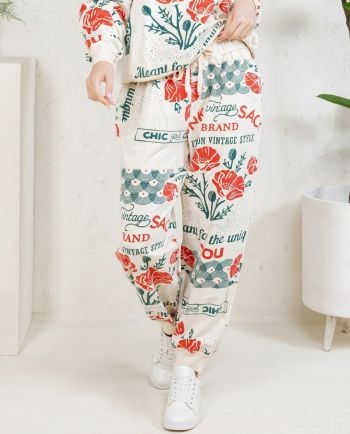 poppy print joggers