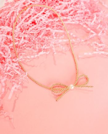beaded blondes gold bow necklace