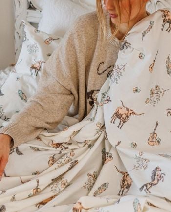 junk gypsy x makers collective watercolor cowgirls sheet set