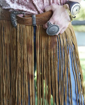 fringe hand tooled belt 