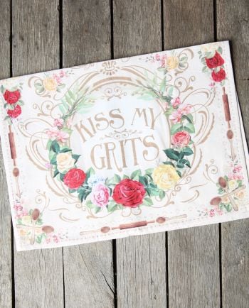 kiss my grits tea towel