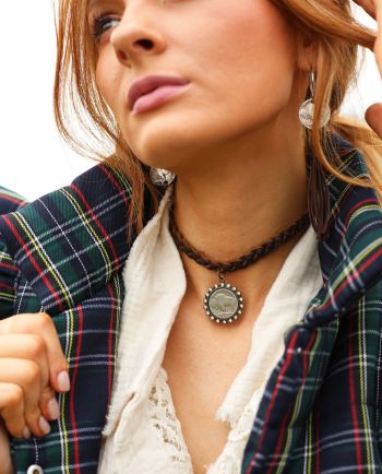 buffalo coin braided choker
