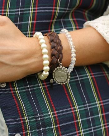 pearl/brown stacker bracelet set