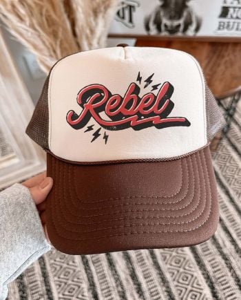 rebel trucker hat - brown/tan 