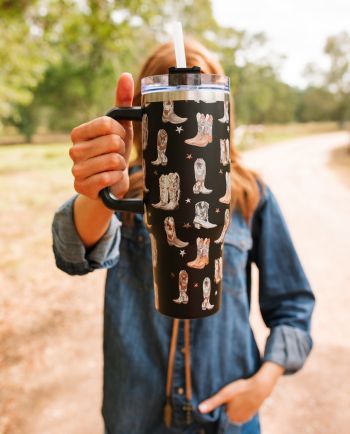 cowgirl club black boots 40 oz tumbler