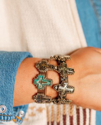 multi cross leather bracelet