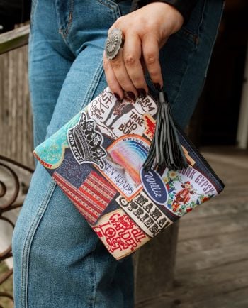 denim patch pouch
