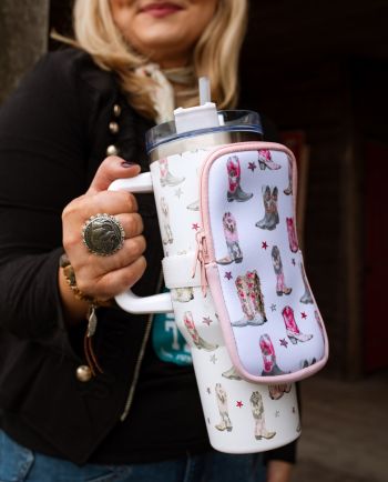 cowgirl club pink boots tumbler zipper pouch