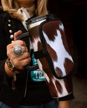 cowhide tumbler zipper pouch