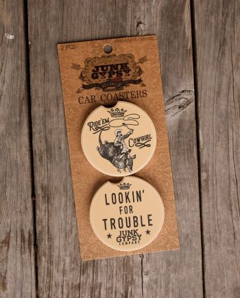 lookin' for trouble car coaster set