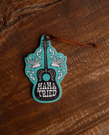 mama tried guitar wine tag
