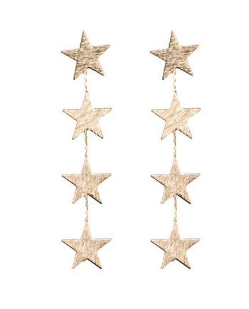 4 star gold star drop earring