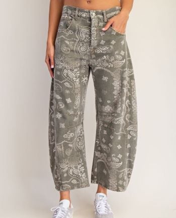 mineral wash paisley vintage army jeans