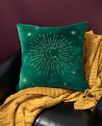 green moon & stars pillow