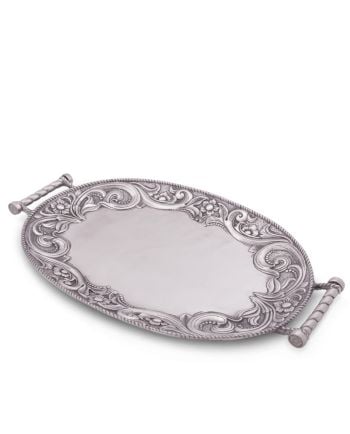 western leather print serving tray