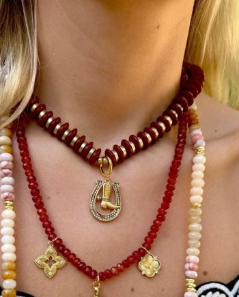 leni brown horseshoe necklace