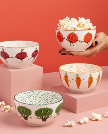 funny food bowl - set of 4