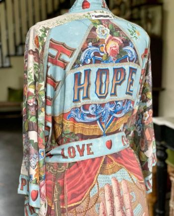 market of stars Love Language Printed Long Duster Bamboo Kimono Robe