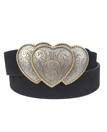 3 heart buckle & suede belt