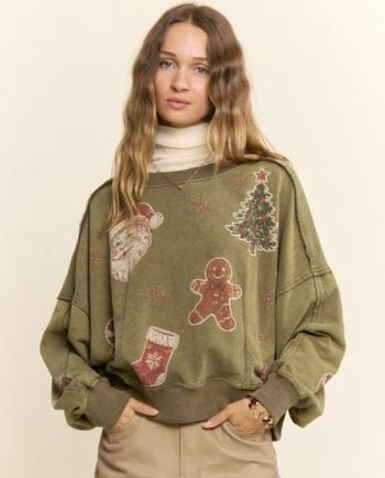 olive holiday icon sweatshirt