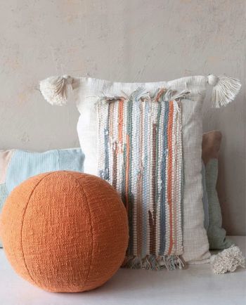 woven lumbar applique pillow