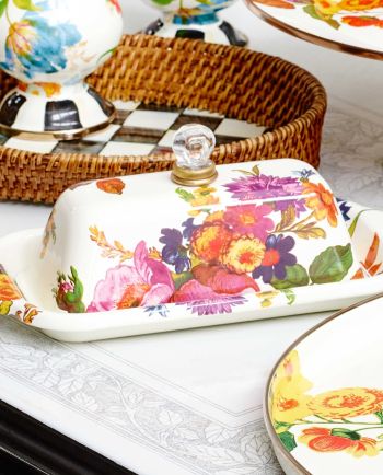 MacKenzie-Childs White Flower Market Butter Box