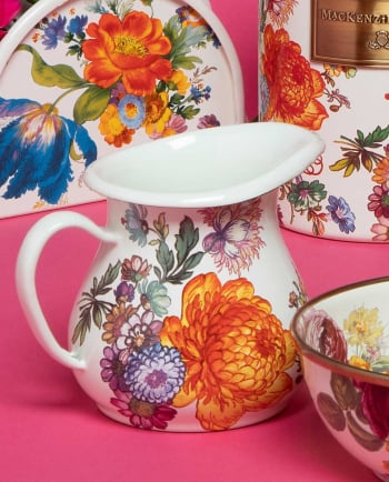 MacKenzie-Childs White Flower Market Creamer