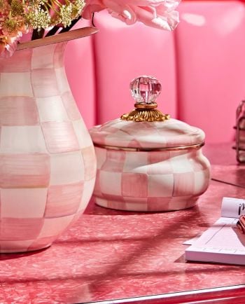 MacKenzie-Childs Rosy Check Squashed Pot