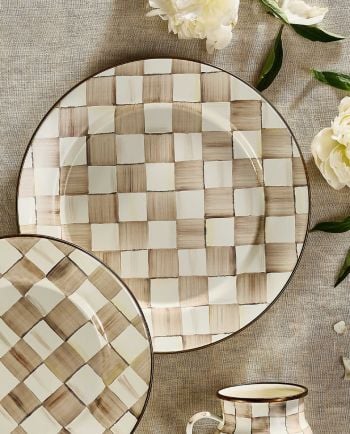 MacKenzie-Childs Mocha Check Dinner Plate