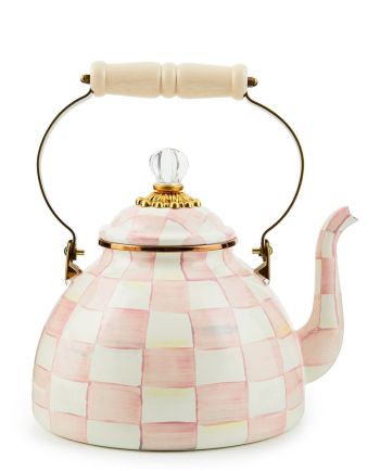 MacKenzie-Childs Rosy Check 3 quart Tea Kettle