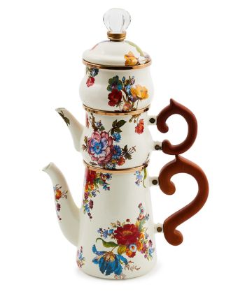 MacKenzie-Childs White Flower Stack Coffee Set