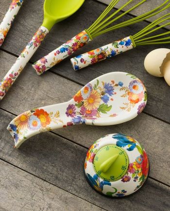 MacKenzie-Childs White Flower Market Spoon Rest