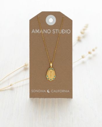 turquoise mary medallion necklace