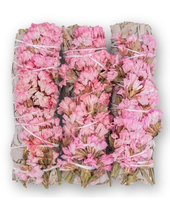 Pink Sinuata Flower with White Sage Bundle