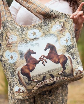 market of stars born to run linen tote bag