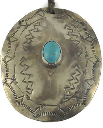 j. alexander oval silver ornament with turquoise 