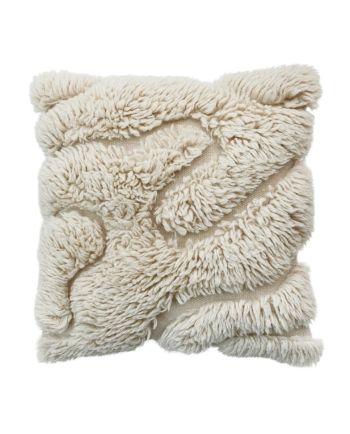 wavy wool shag pillow