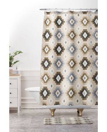geometric aztec earth tones shower curtain & mat
