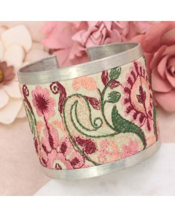 vintage floral pink embroidered cuff