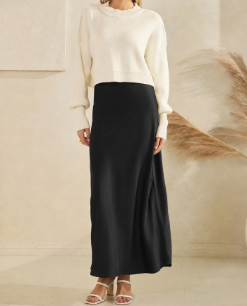 black satin skirt