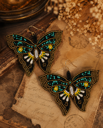 beaded butterfly earring