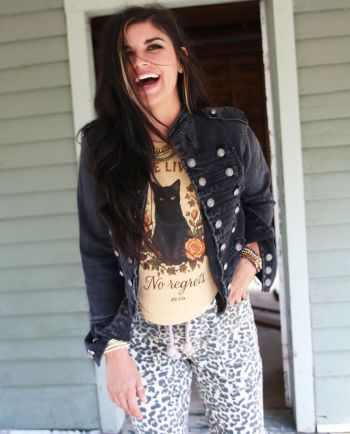 jg black denim military jacket