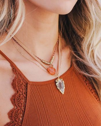 carnelian agate layer necklace