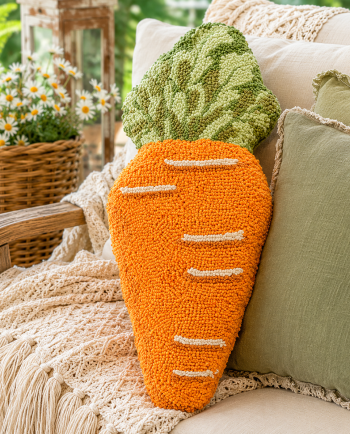 carrot hooked pillow
