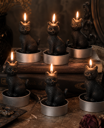black cats tealight set
