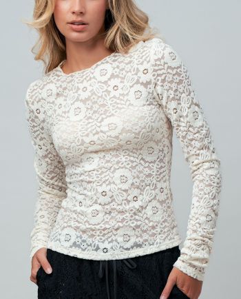 sheer floral lace layering top