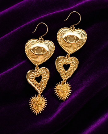 gold eye heart earring