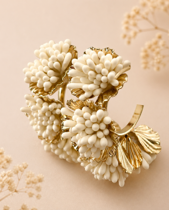 cream maxine floral hoop earring