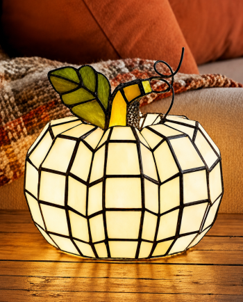 9" patch the pumpkin lamp - ivory