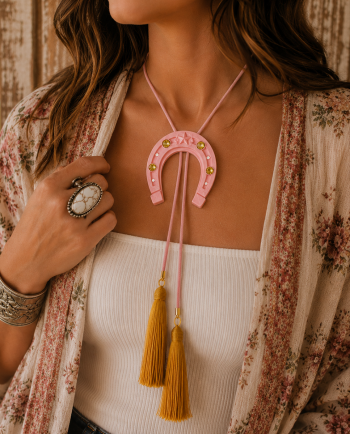 rahya Lucky Horseshoe Bolo Sugar Pink with Bubblegum Pink & Golden Yellow